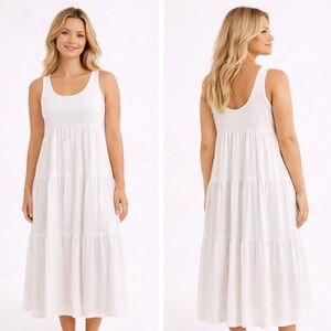 Felina NWT Isabella White Tiered Challis Nightgown Women’s Size Medium